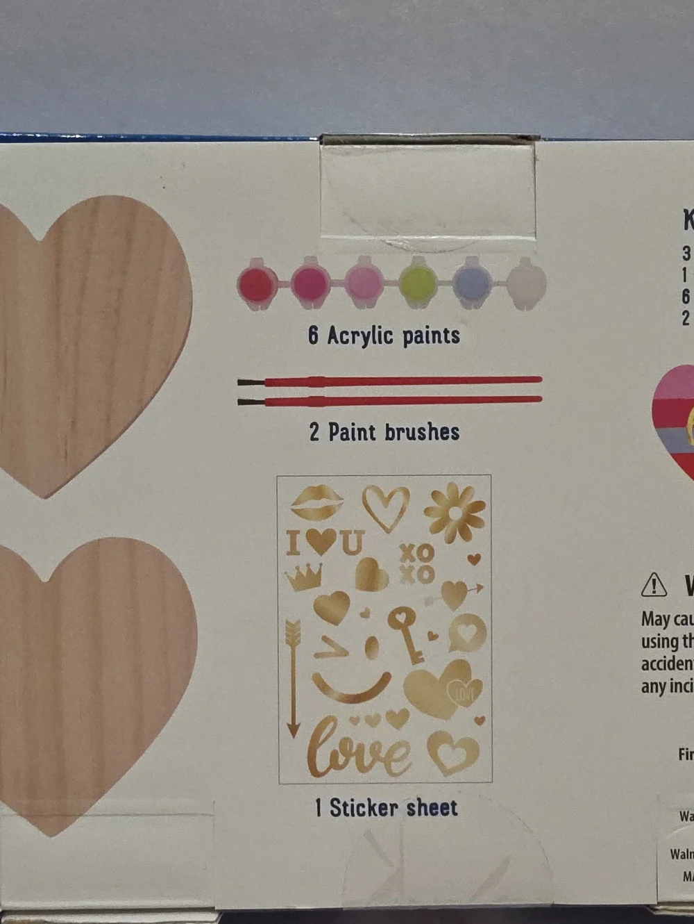 Paint-Your-Own Wooden Hearts Kit - Blue and Natural Brand New